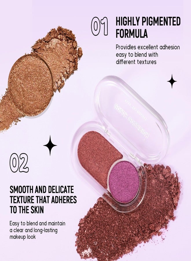 BEUKING Glitter Eyeshadow, Long Lasting Two-tone Powder Palette Shimmer Metal Color Eyeshadow for Festival Party Halloween Christmas (#03 Brown) - Image 3