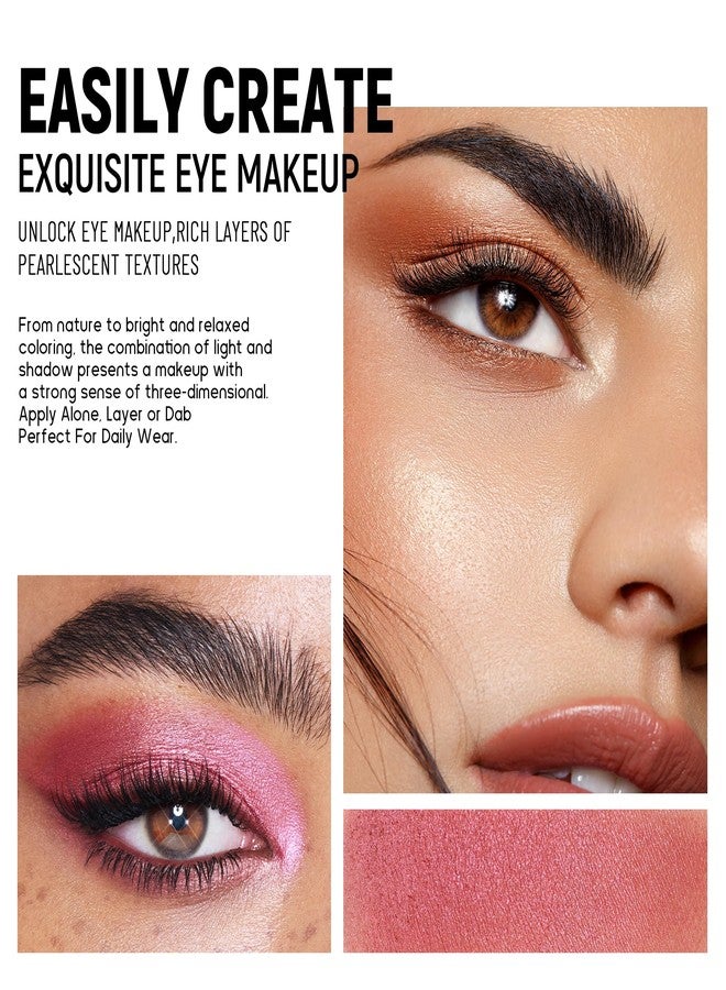 BEUKING Glitter Eyeshadow, Long Lasting Two-tone Powder Palette Shimmer Metal Color Eyeshadow for Festival Party Halloween Christmas (#03 Brown) - Image 4