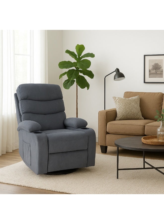 بكسل للأثاث كرسي استرخاء بحاملات أكواب من بكسل الأثاث, كرسي استرخاء هزاز ودوار من القماش الناعم مع مسند قدم قابل للتعديل - Image 1