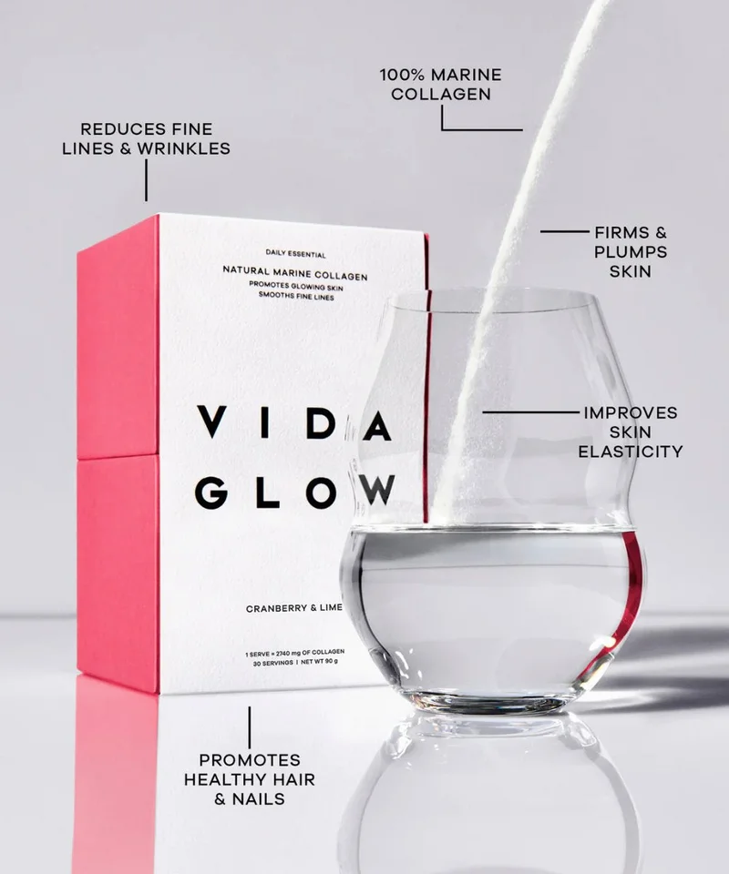 Vida GLOW Natural Marine Collagen Sachets Cranberry & Lime