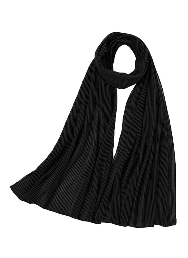 NIBEMINENT - Pleated Solid Scarf Black - Image 1
