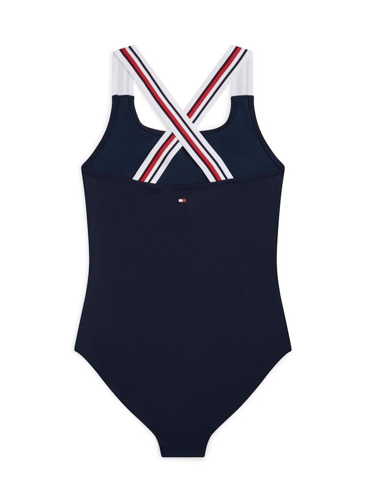 TOMMY HILFIGER Global Stripe Square Neck Crossover Swimsuit - Image 2