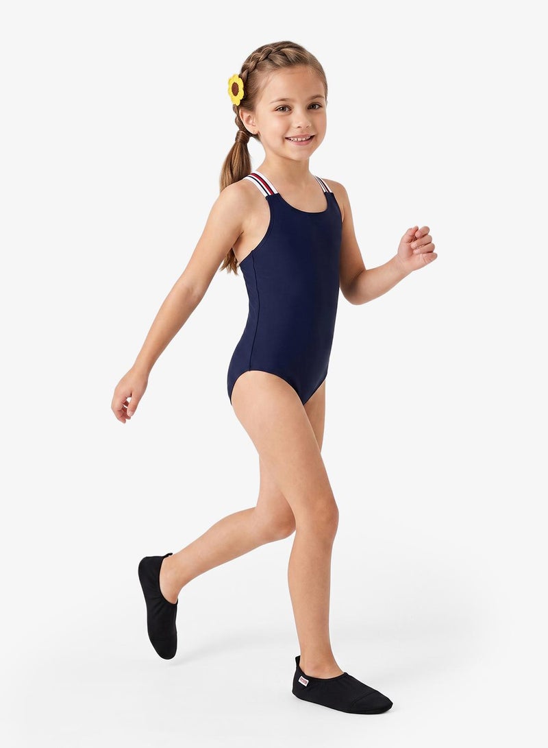 TOMMY HILFIGER Global Stripe Square Neck Crossover Swimsuit - Image 3