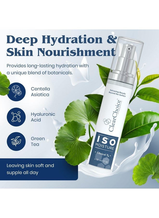 كلير تشويس مرطب الوجه Clear Choice ISO Moisture - مرطب للوجه بالشاي الأخضر وسنتيلا آسياتيكا وحمض الهيالورونيك، مضاد للشيخوخة، ترطيب يدوم طوال اليوم، تركيبة خفيفة الوزن وغير دهنية لجميع أنواع البشرة، 1.7 أونصة  - Image 2