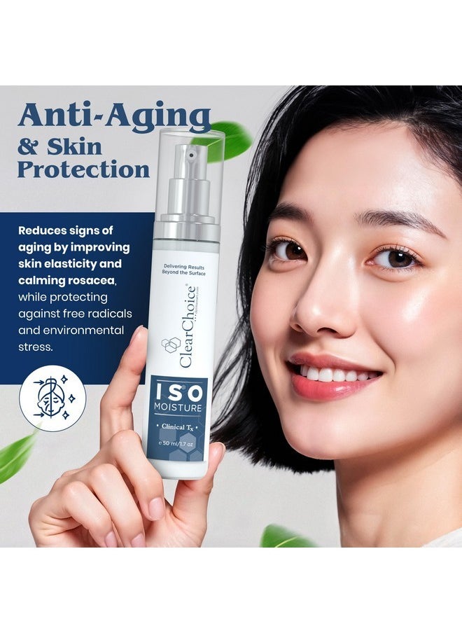 كلير تشويس مرطب الوجه Clear Choice ISO Moisture - مرطب للوجه بالشاي الأخضر وسنتيلا آسياتيكا وحمض الهيالورونيك، مضاد للشيخوخة، ترطيب يدوم طوال اليوم، تركيبة خفيفة الوزن وغير دهنية لجميع أنواع البشرة، 1.7 أونصة  - Image 3
