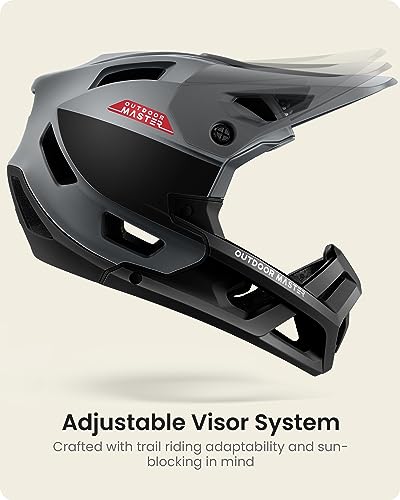 OutdoorMaster Full Face Mountain Bike Helmet for Men & Women-Two Removable Chin Pad Mountain Bike Helmet Grizzly, Ventilation Lightweight Racing Downhill DH BMX MTB Helmet (Slate Grey, Large) - Image 4