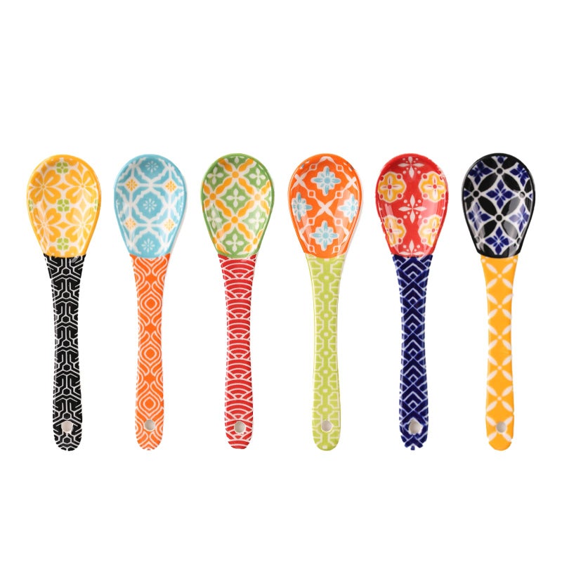 Metahom Ceramic Coffee Spoons Colorful Teaspoons Small Spoons for Espresso Dessert Tea Stirring Dishwasher  Microwave Safe Assorted Colors Set of 6