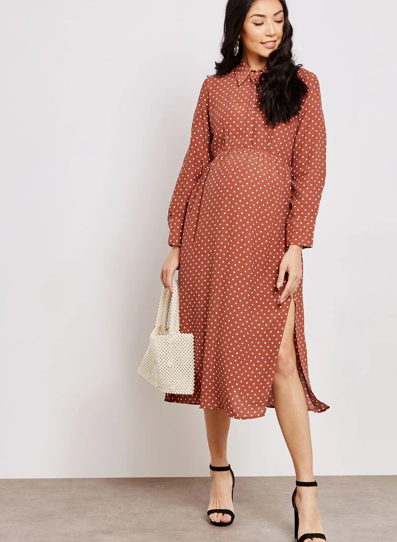 Topshop Maternity Side Split Polka Dot Dress