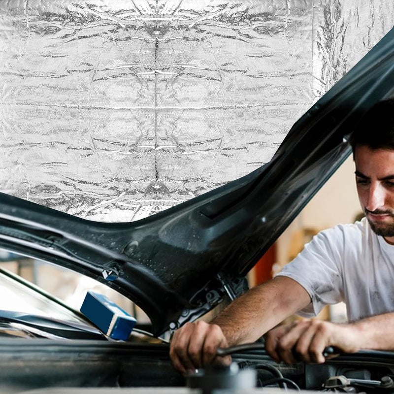 Garneck 10pcs Automotive Heat Shield and Sound Deadening Mat 40x25cm Fiberglass Cotton Car Engine Hood Insulation for Thermal and Noise Reduction - Image 5