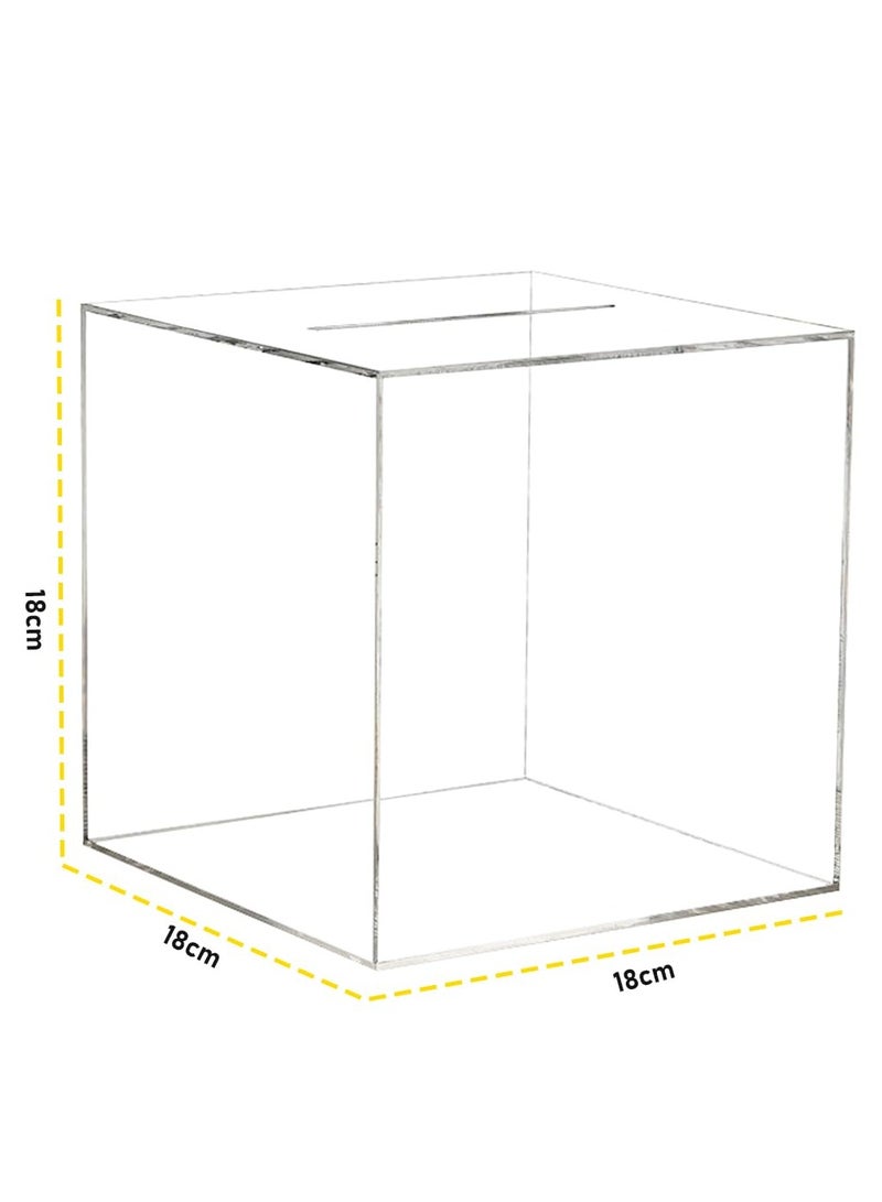 VITION Piggy Bank for Adults Kids, Acrylic Piggy Bank for Boys Girls to Saving Money Cash Coin, Must Break to Open (18 x 18 cm, Crystal Clear) - Image 4