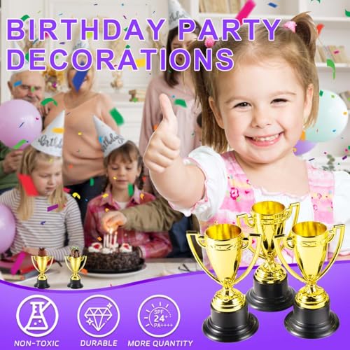 SenseYo 24 Pack Mini Trophies Cups, Gold Trophy Award, Plastic Trophies for Kid, 4 Inch Award Trophies for Kids Party Favors, Winning Prizes - Image 4