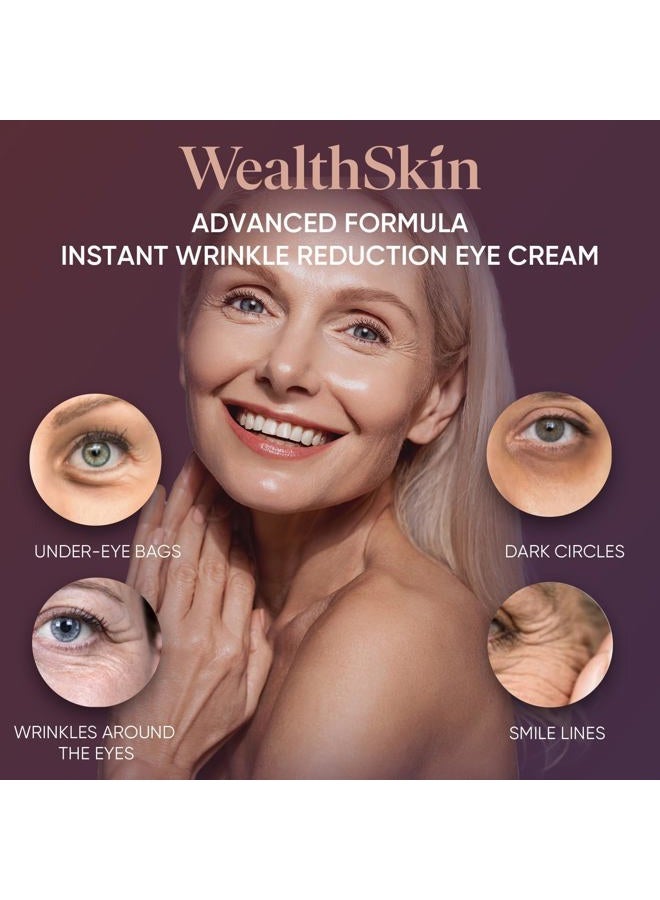 Wealthskin Rapid Rewind Wrinkle Reduction, Eye Cream for Dark Circles and Puffiness, eye cream anti aging, Anti-aging Rapid Reduction Eye Cream, Dark Circles Under Eye Treatment for Women 0.5 FL.OZ (15 mL Big) - Image 2