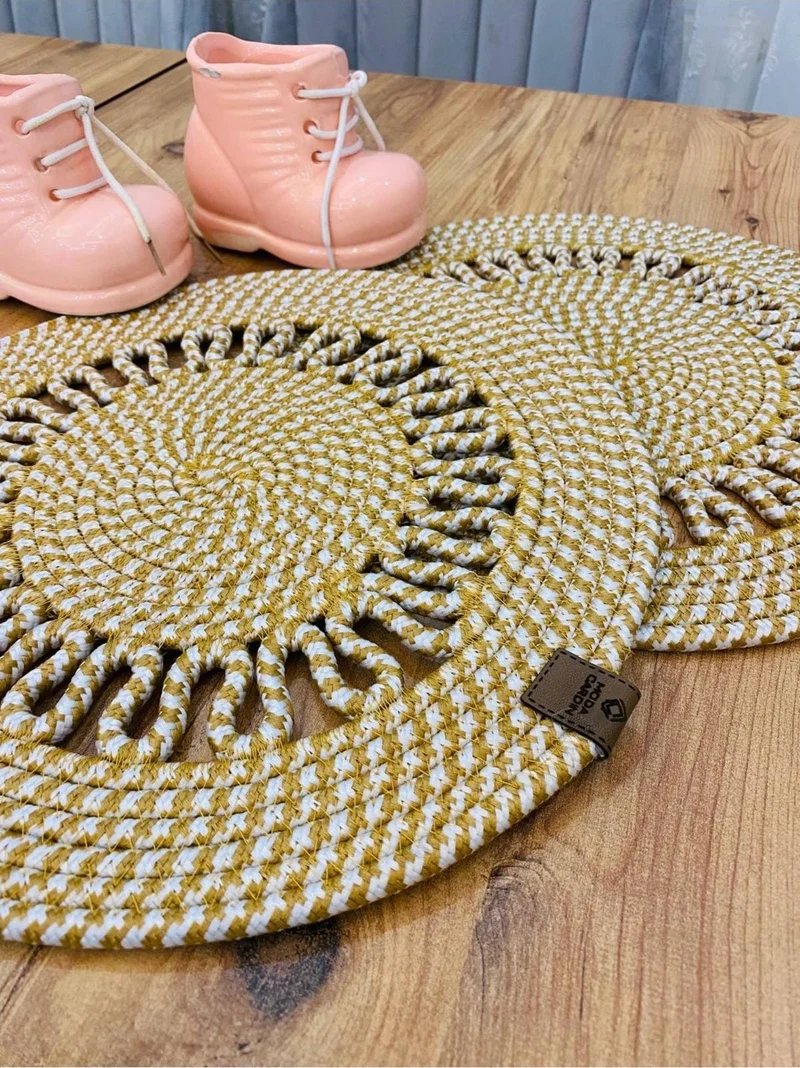 بدز ديري BDZ Leather Wicker Jute Presentation Plate Mat American Service 2 Piece