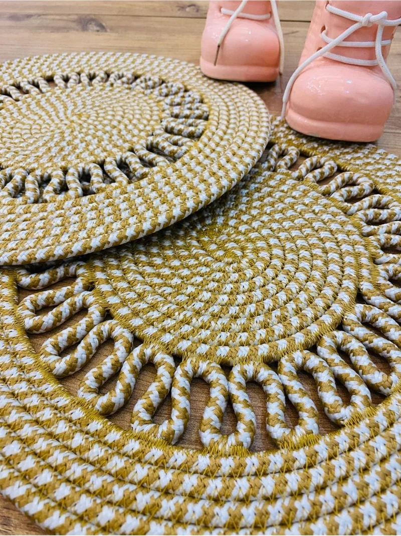 بدز ديري BDZ Leather Wicker Jute Presentation Plate Mat American Service 2 Piece