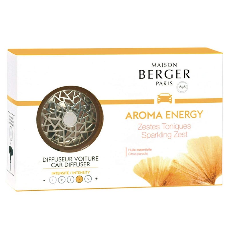 Maison Berger مايزون بيرجر - مجموعة موزع معطر هواء السيارة القابلة لإعادة التعبئة - 3.1 × 2 × 0.8 بوصة - صنع في فرنسا (أرومّا إنرجي) - Image 1