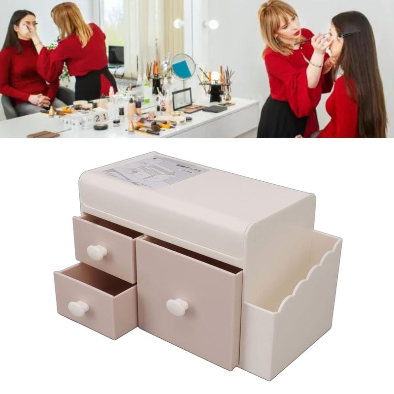 Dareesa Desk Jewelry Container Lightweight Dustproof Flip Cover 3 Drawers Desktop Storage Holder Glossy Finish for Storing Cosmetics Pens - Image 2