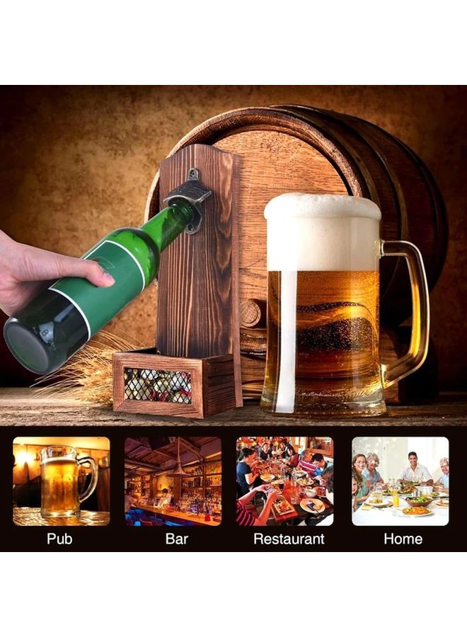 فتاحة زجاجات مثبتة على الحائط متغير ثقيل الخشب المعاد تدويره ديكور ريفي أداة بار - Image 5