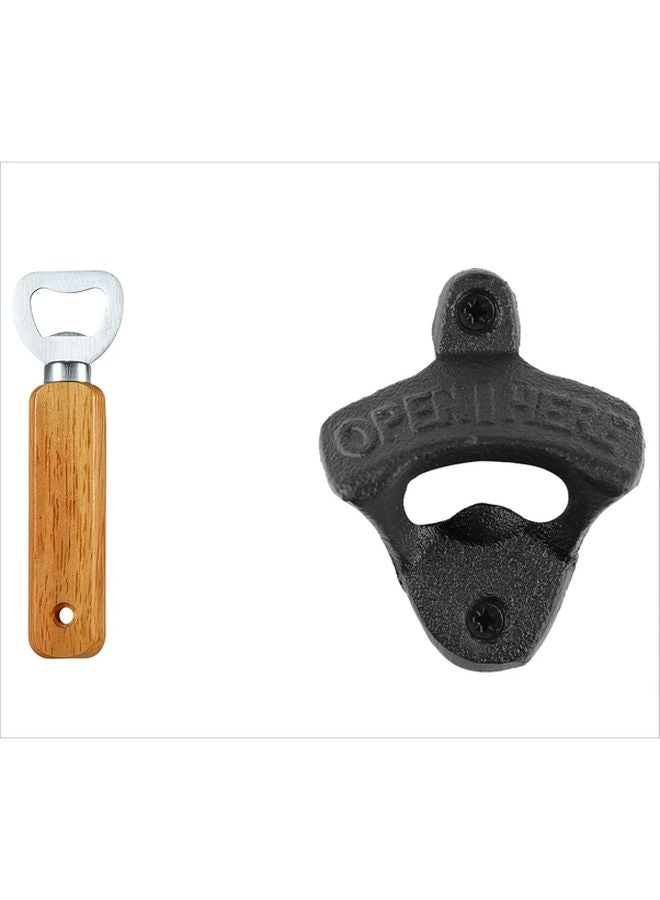 فتاحة زجاجات مثبتة على الحائط متغير ثقيل الخشب المعاد تدويره ديكور ريفي أداة بار - Image 1