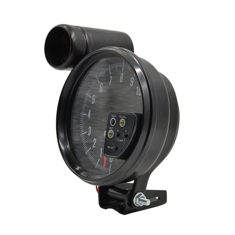 5 Inch Tachometer Gauge Carbon Fiber 7 Colors Backlight with Shift Light Peak Sound LED Flash When RPM Warning - Image 1