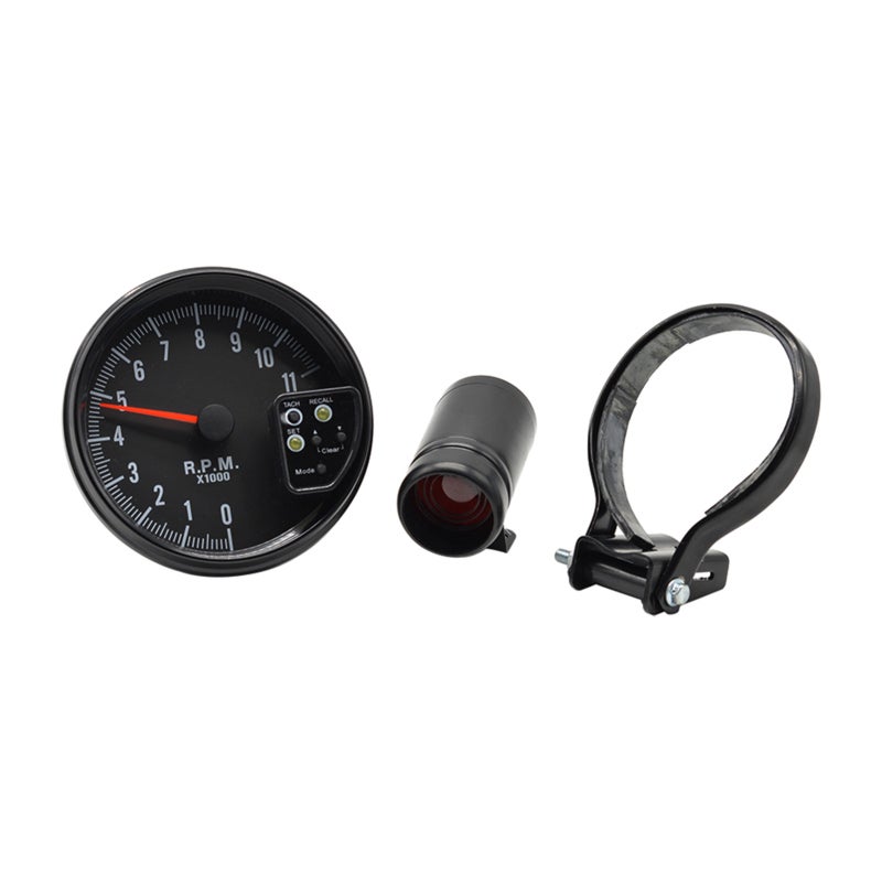 5 Inch Tachometer Gauge Carbon Fiber 7 Colors Backlight with Shift Light Peak Sound LED Flash When RPM Warning - Image 3