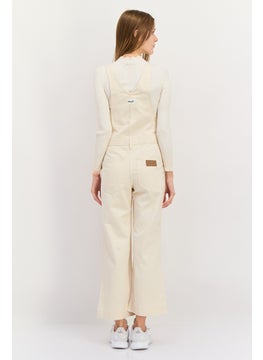 Wrangler Women Brand Logo Sleeveless Ovarall Jumpsuits, Beige  - Image 4