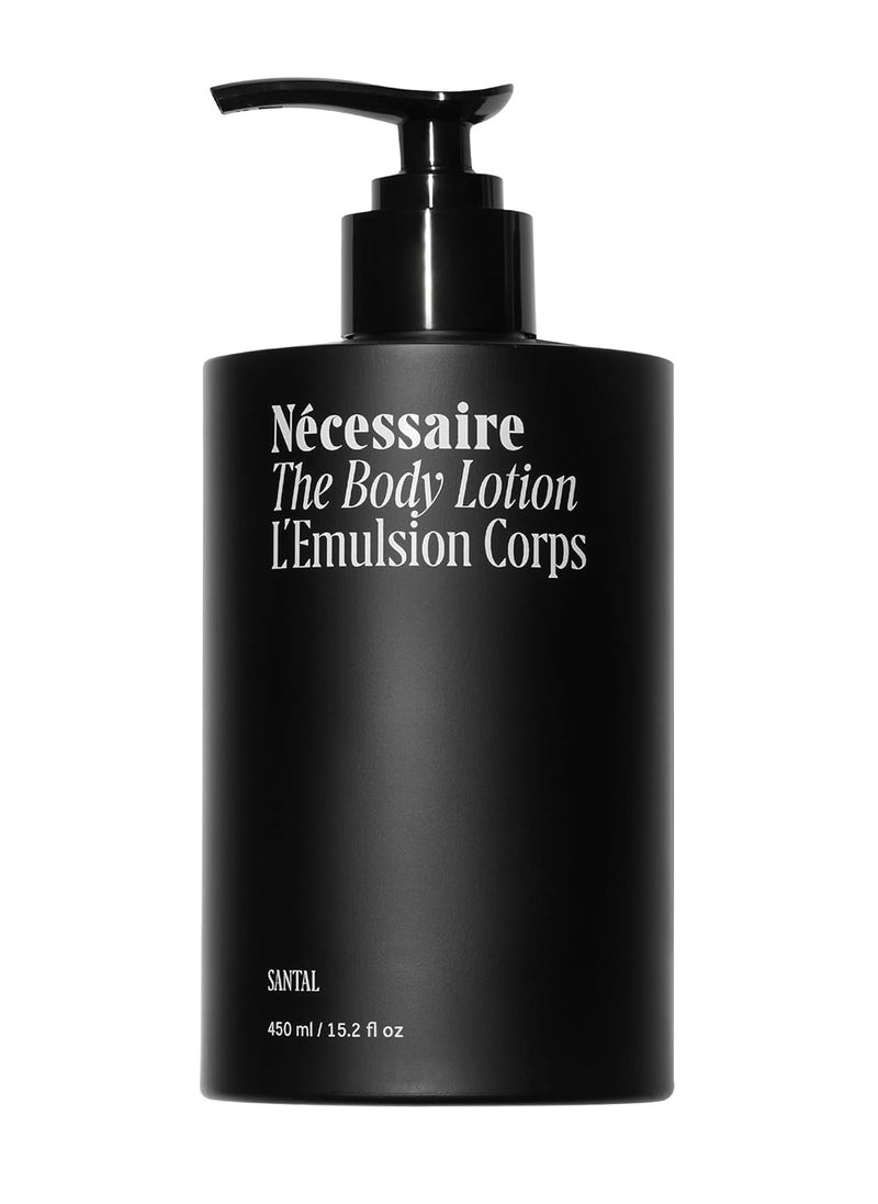 Necessaire Nécessaire The Body Lotion with Pump. Santal. Multi-Peptide Firming Lotion to Moisturize, Firm, Strengthen. 2.5% Niacinamide, Vitamin C/E + Omega 6/9. 450ml / 15.2 fl oz  - Image 1