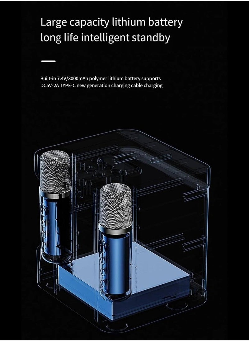 ELTRAZONE Karaoke Machine with 2 Wireless Microphones, Portable Bluetooth PA Speaker with Echo & Vocal Cut, Supports TF, AUX-in, USB Flash Disk for Indoor & Outdoor Party, Family Karaoke Singing - Image 5