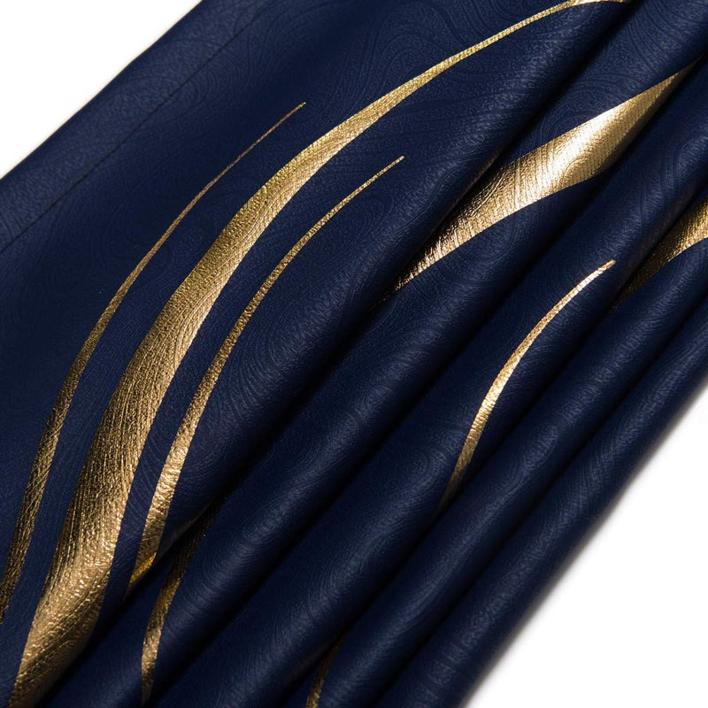 MYRU 1 Pair Blackout Curtains for Bedroom, Luxury Striped Curtains for Living Room (Navy and Gold, 2 x 54 x 96 Inch) - Image 5