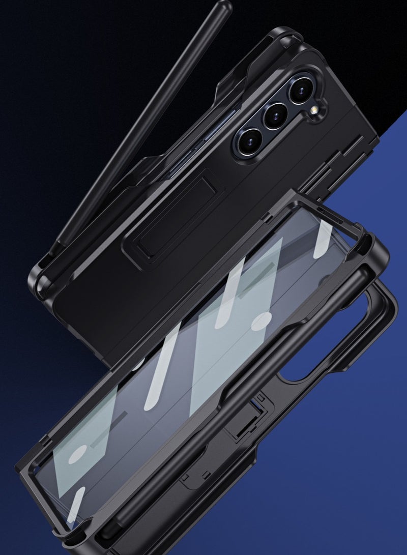 general for Samsung Galaxy Z Fold 3 Case with S Pen Holder  Stylus,【Reinforced Corners】 One-Piece Phone Case with Kickstand Hinge Protection Screen Protector Shockproof Cover for Z Fold 3 - Image 3
