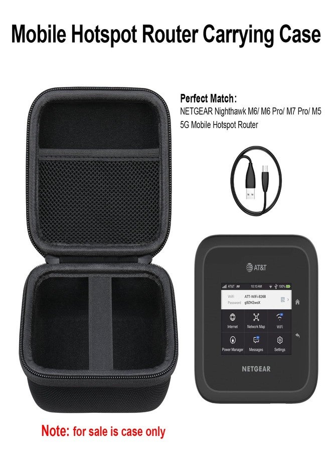 Elonbo Carrying Case for NETGEAR Nighthawk M6/ M6 Pro/ M7 Pro/ M5 5G Mobile Hotspot Router, Portable Wireless WiFi Travel Hotspot Router Storage Holder, Extra Mesh Pocket Fits Cable, Black - Image 2