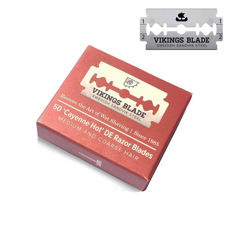 VIKINGS BLADE Double Edge Safety Razor Blades 50x Blades Swedish Steel  Platinum Coated Replacement Razor Blades  Refills SemiAggressive  Safe
