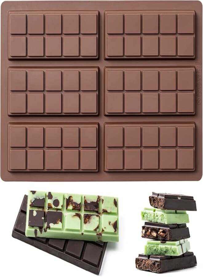 Husfunov Chocolate Bar Mold,Non-Stick Chocolate Molds, 100% Food Grade Silicone Deep Chocolate Bar Mold for Dubai Chocolate Bar Pistachio, Candy, Knafeh Pistachio Chocolate Bar and More (10 Snap)