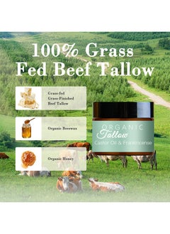 ORGANIC Tallow Castor Oil Frankincense, Grass-Fed Beef Tallow With Frankincense Oil & Castor Oil, Organic Beef Tallow Moisturizer For Skin (60ml)  - Image 3