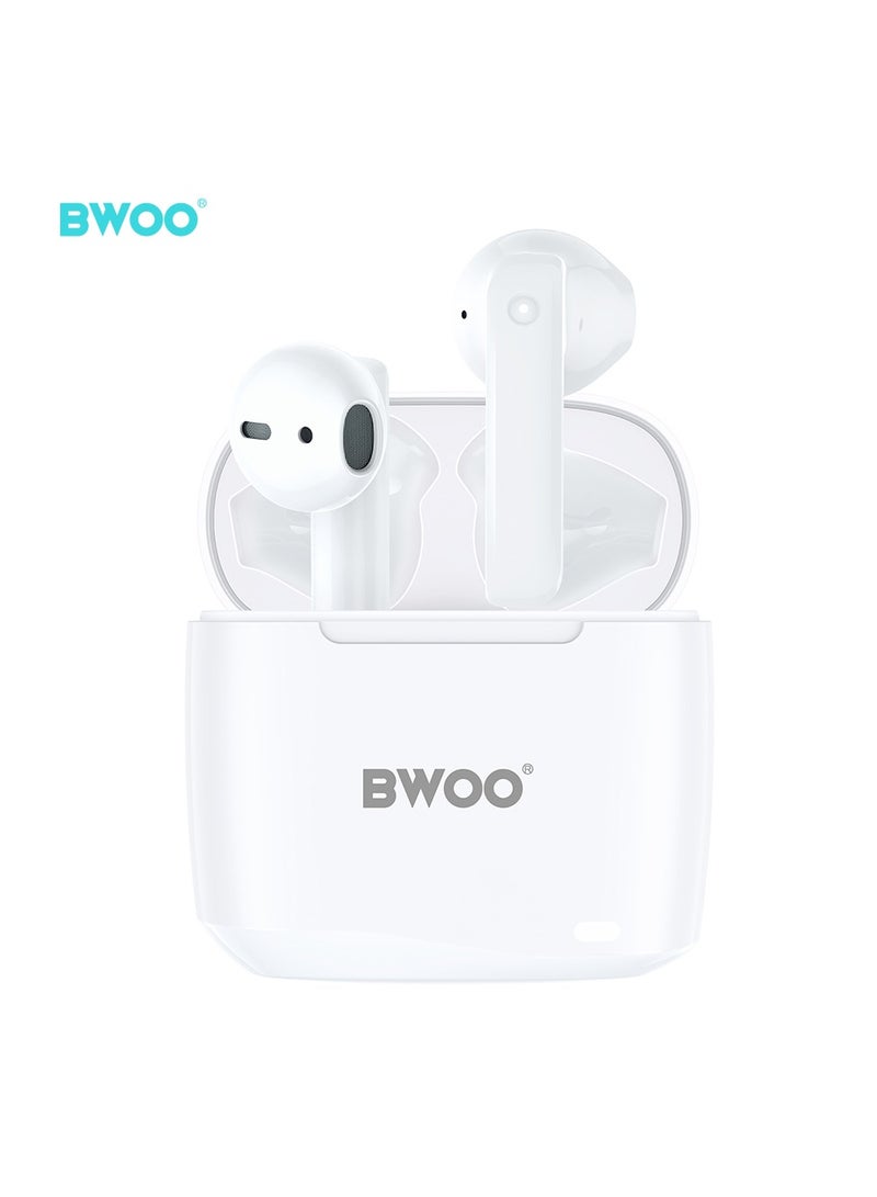 BWOO True Stereo Wireless Earphone White - Image 1