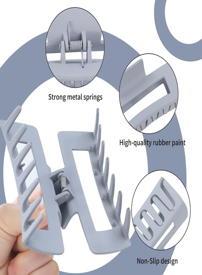 سيسيايبو مشابك شعر كبيرة من سيسايبو، 4 بوصة، 6 قطع، مشابك شعر مربعة للنساء، مشابك شعر مستطيلة، مشابك شعر أكريليك مانعة للانزلاق، إكسسوارات شعر للبنات - رمادي - Image 4