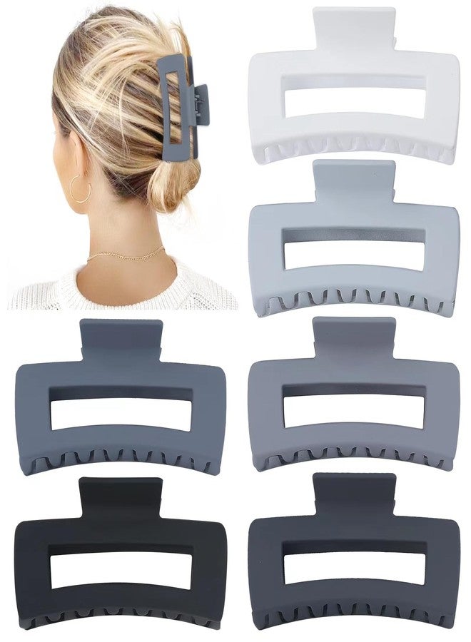 سيسيايبو مشابك شعر كبيرة من سيسايبو، 4 بوصة، 6 قطع، مشابك شعر مربعة للنساء، مشابك شعر مستطيلة، مشابك شعر أكريليك مانعة للانزلاق، إكسسوارات شعر للبنات - رمادي - Image 2