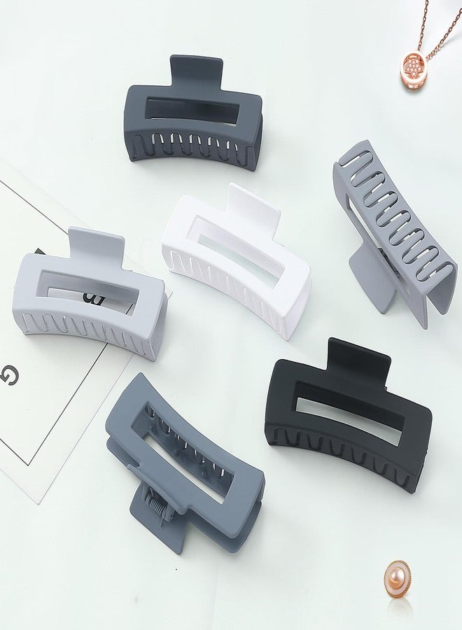 سيسيايبو مشابك شعر كبيرة من سيسايبو، 4 بوصة، 6 قطع، مشابك شعر مربعة للنساء، مشابك شعر مستطيلة، مشابك شعر أكريليك مانعة للانزلاق، إكسسوارات شعر للبنات - رمادي - Image 5