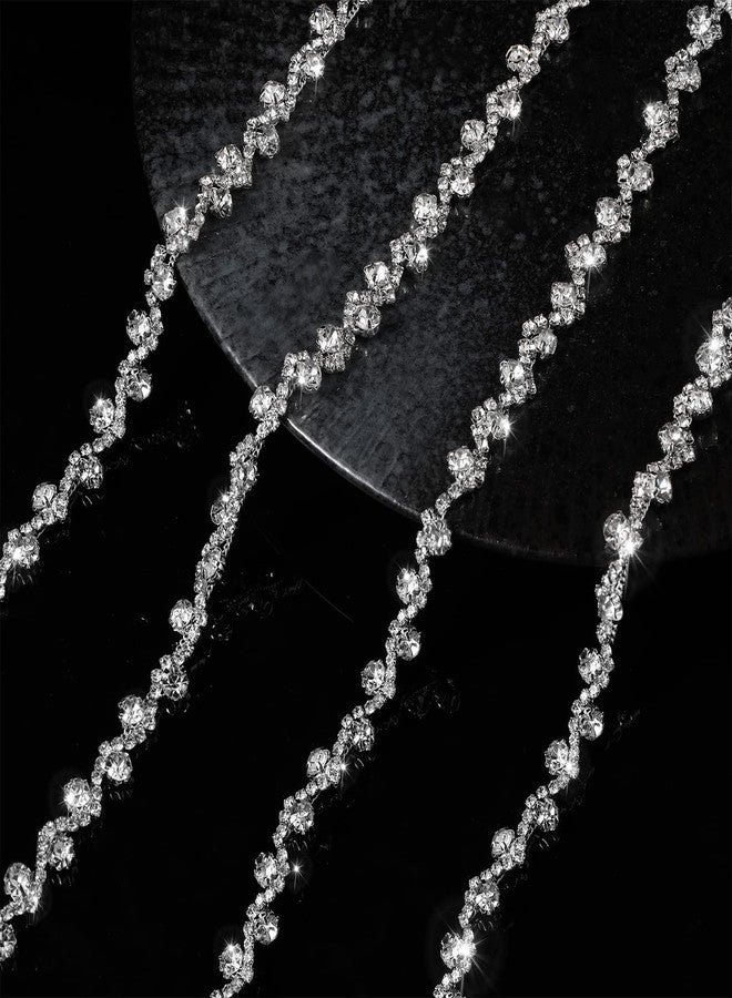 Kigeli 3 Yards White Rhinestone, Brass Crystal Chain Applique Sewing Embellishments for DIY Dress Clothing Wedding Crafts Bridal Costume Jewelry Decoration, 0.39 Inch Wide - Image 2