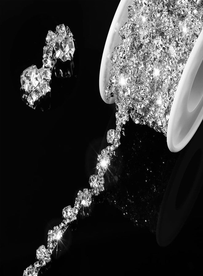 Kigeli 3 Yards White Rhinestone, Brass Crystal Chain Applique Sewing Embellishments for DIY Dress Clothing Wedding Crafts Bridal Costume Jewelry Decoration, 0.39 Inch Wide - Image 1