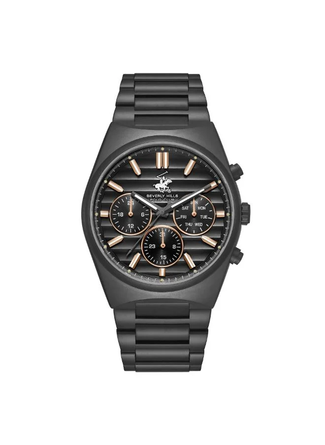 بيفرلي هيلز بولو كلوب BEVERLY HILLS POLO CLUB BP3744X.651 Men's Multi Function Display Watch & Metal Strap Black
