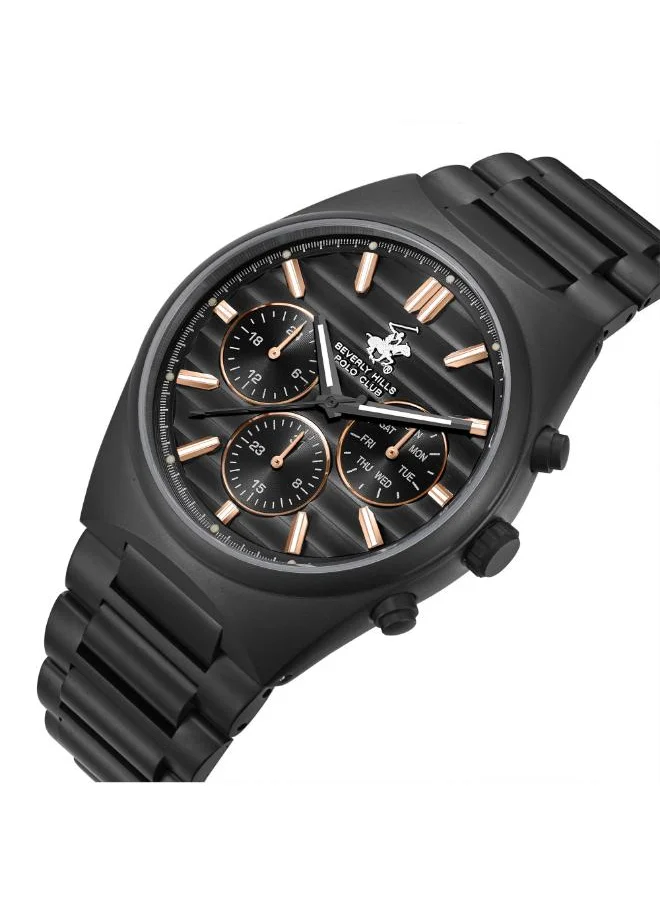 بيفرلي هيلز بولو كلوب BEVERLY HILLS POLO CLUB BP3744X.651 Men's Multi Function Display Watch & Metal Strap Black