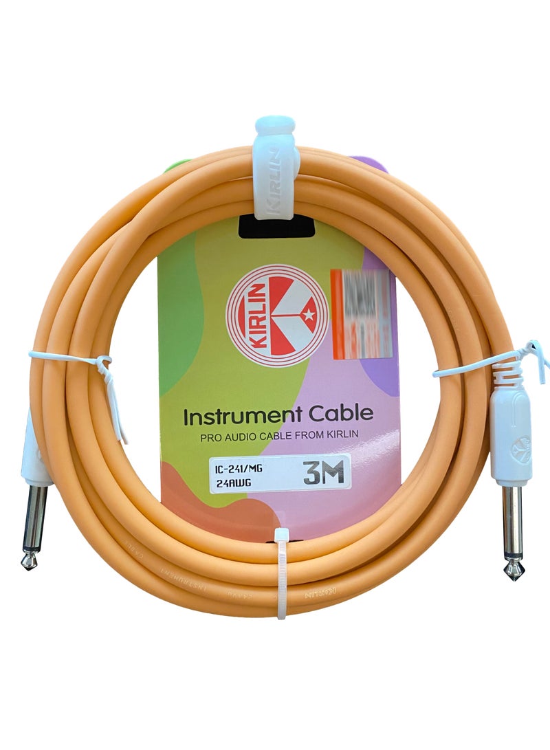 Generic 3M Guitar Cable, Professional Instrument Cable, Model IC-241, Dual Straight Plug Design, Suitable for Guitar/Bass Use, Macaron Colors, Stylish and Practical.  - Image 1