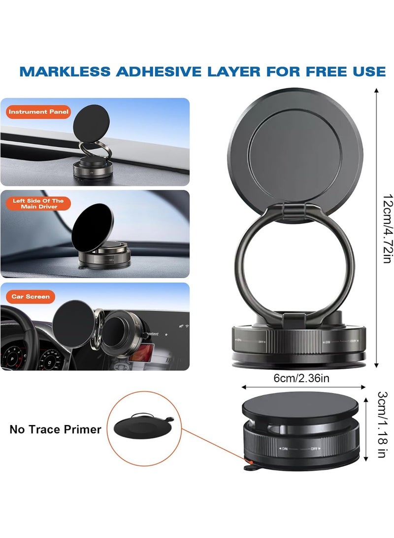 360 Adjustable Vacuum Magnetic Phone Holders for Your Car, [89+LBS Suction & 2800gf Magnetic] Universal 360 Dashboard Phone Holder, Suction Cup Phone Mount for MagSafe iPhone 17/16/15 - Image 3