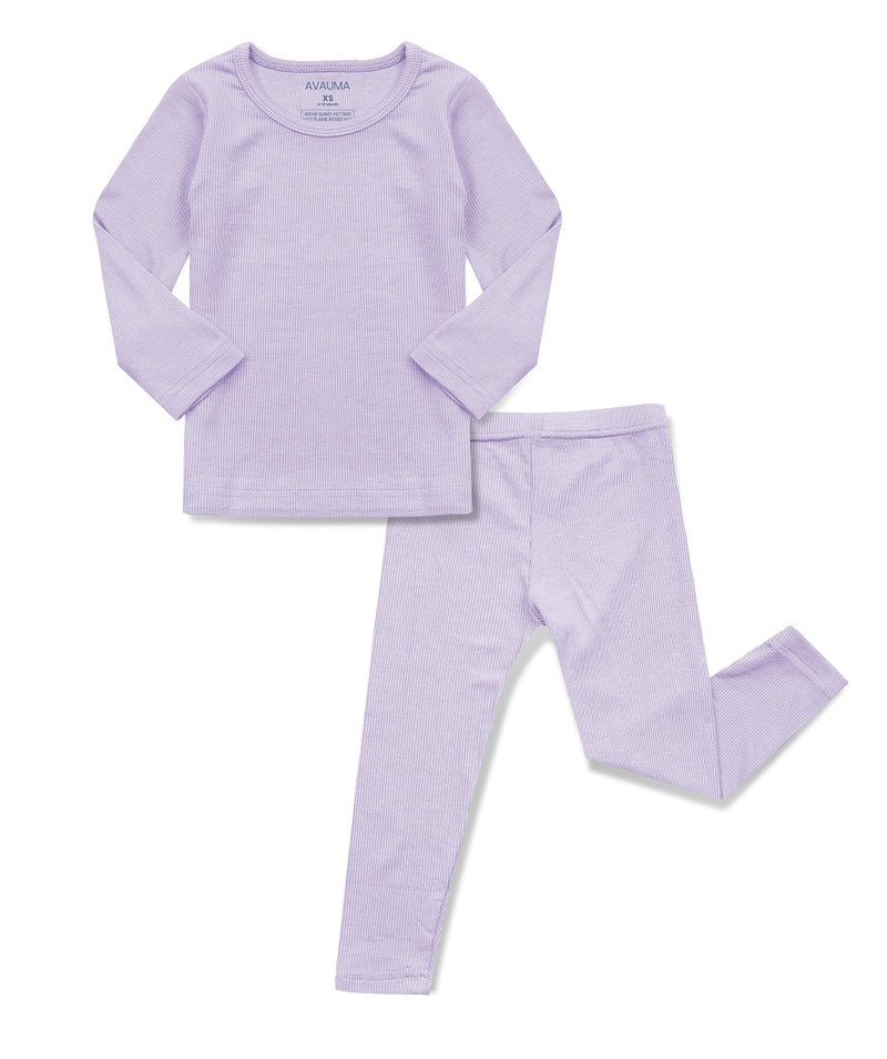 AVAUMA Baby Boys Girls Pajama Set Kids Toddler Snug fit Ribbed Sleepwear pjs for Daily Life Style (S/Light Purple(L)) - Image 1