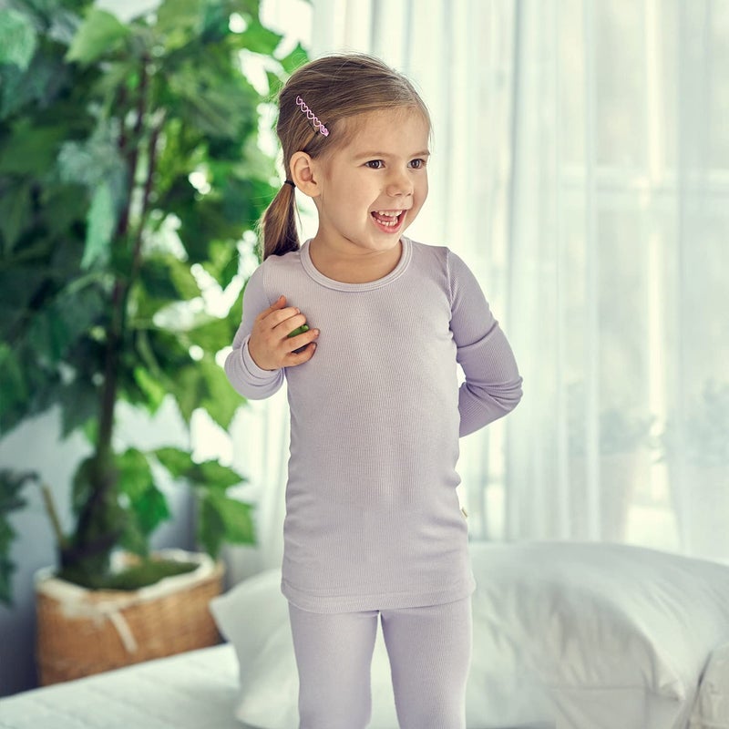 AVAUMA Baby Boys Girls Pajama Set Kids Toddler Snug fit Ribbed Sleepwear pjs for Daily Life Style (S/Light Purple(L)) - Image 3