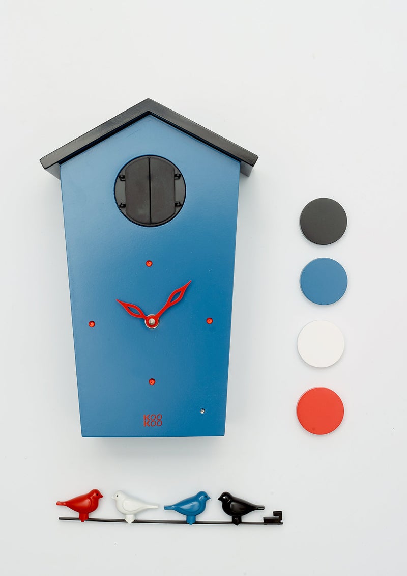 KOOKOO Birdhouse Blue Limited Edition, Modern Design Cuckoo Clock with 12 Natural Bird Voices or Cuckoo Call - Image 2
