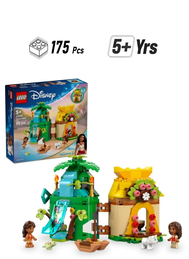 LEGO Disney Moana 2 Moana's Island Fun - Building Toy for 5+ Year Old Girls, with a House, Waterfall Slide & 2 Micro Dolls incl. Simea - Collectible Birthday Gift for Fans - 43260 (175 pieces)