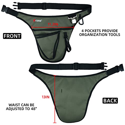 KUNN Garden Tool Belt,Durable Adjustable Tool Belt Waist Pouch with 4 Pocket for Women Men Gardeners Florist Army Green - Image 2