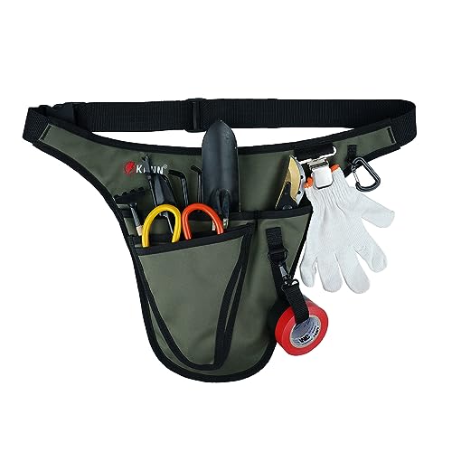 KUNN Garden Tool Belt,Durable Adjustable Tool Belt Waist Pouch with 4 Pocket for Women Men Gardeners Florist Army Green - Image 1