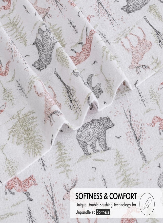 RUVANTI Flannel Sheets Full Size - 100% Cotton Brushed Flannel Bed Sheet Sets - Deep Pockets 16 Inches (fits up to 18") - All Seasons Breathable & Super Soft - Warm & Cozy - 4 Pcs - Deer Tapestry - Image 5